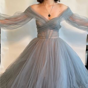 Milla Ocean Save Sheer Sleeves Maxi Tulle Dress